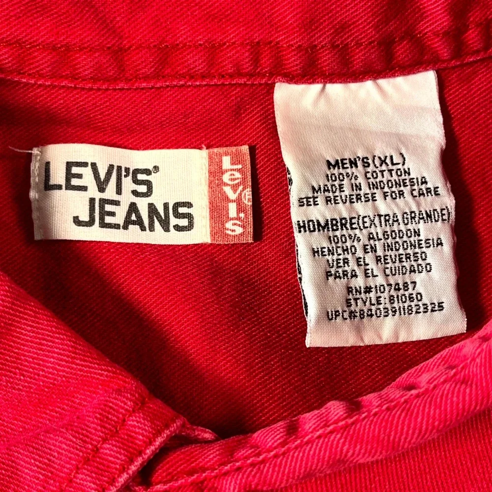 Levi's Jeans Flannel Shirt Mens XL Red Cotton Pleated Streetwear Button Up